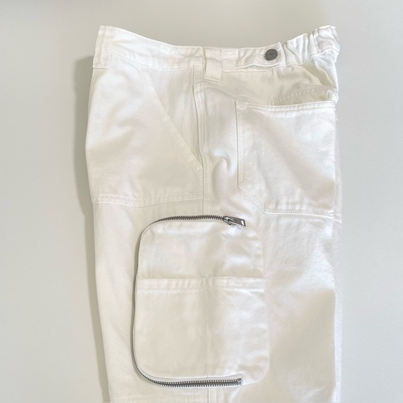 AllSaints Florence Cargo Jogger Pants Organic Twill Cotton Chalk White 8 - Picture 10 of 16